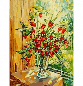 Раскраски по номерам - Земляника на даче, 30 х 40 см. (Белоснежка, 042-AS)